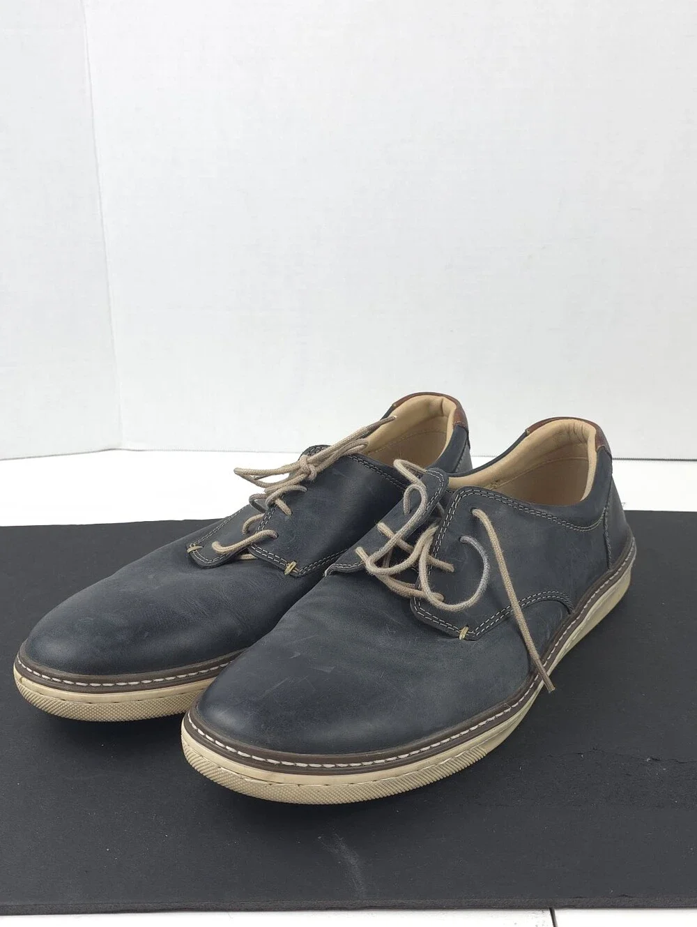 Johnston & Murphy McGuffey 25-8359 Mens 11M Navy Leather Plain Toe Shoes